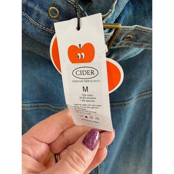 NWT Cider Denim Strapless Cut Out Flared Jumpsuit Size Medium - Picture 6 of 11